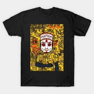 Immerse in the Artistry of Modigliani - A MaleMask NFT with IndianEye Color and Doodle Background T-Shirt